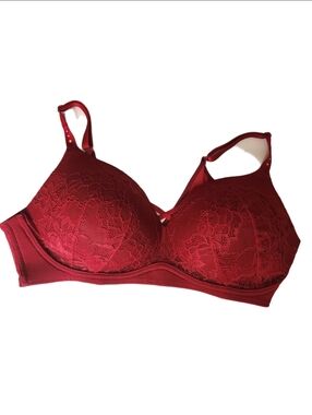 Torrid Dream Wire-Free Boost Push-Up Bra - Size 40DD - Maroon Red Lace Front